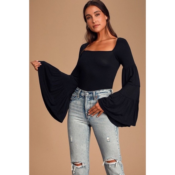 Free People Tops - NWT Free People Black Babetown Bell  Sleeve Top